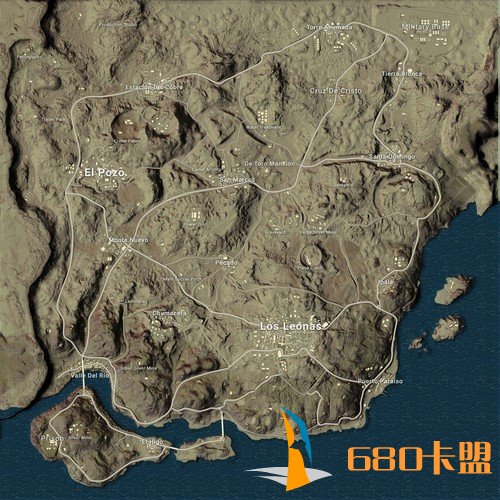 新沙漠地图各个地点的布局如图,图中还出现很多新的地点名称,但不排除正式上线时官方可能会更改、换成正式的名字。